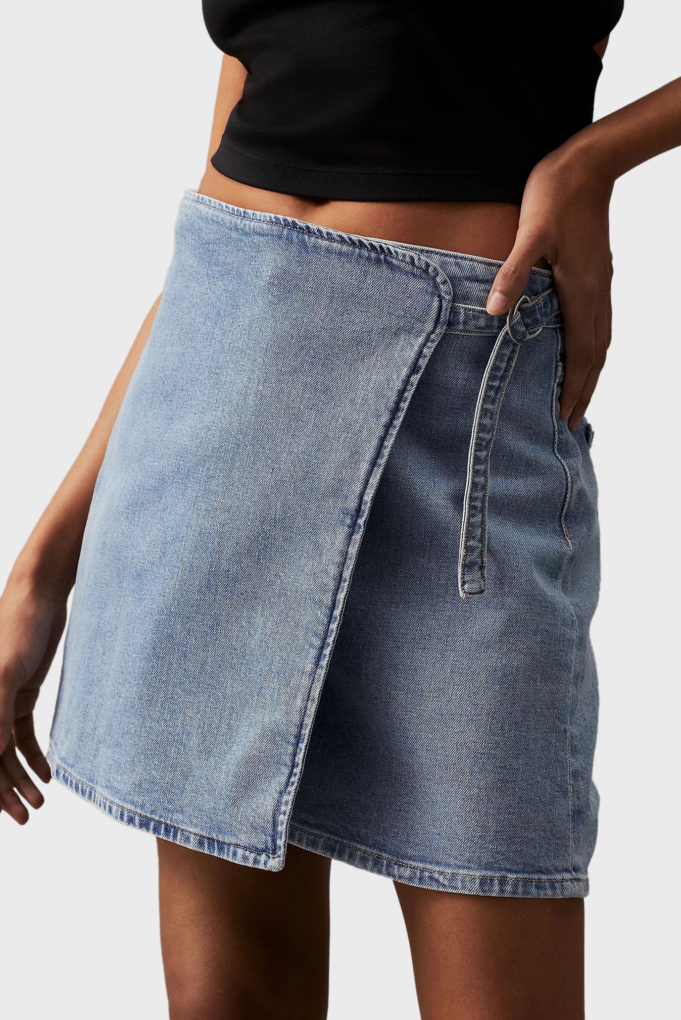 Юбка BUCKLE WRAP A-LINE DENIM SKIRT 1