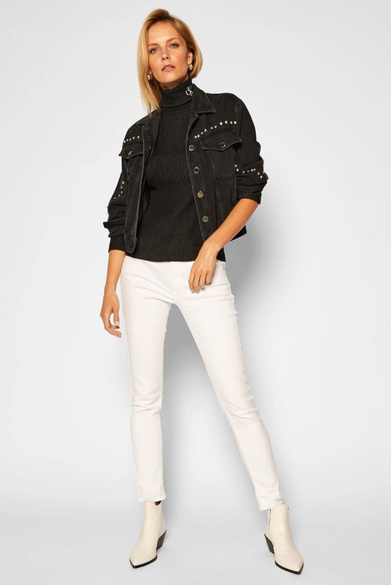 Свитер/RIB ROLL NECK WITH CK