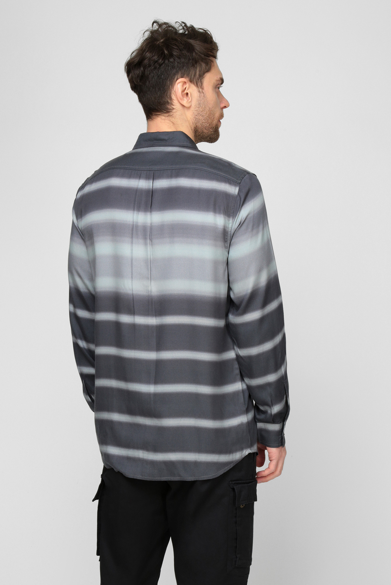 Мужская черная рубашка ТUCKER-STRIPE 3