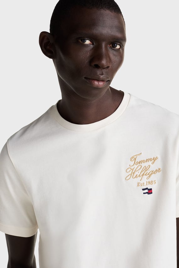 Мужская белая футболка SCRIPT HILFIGER
