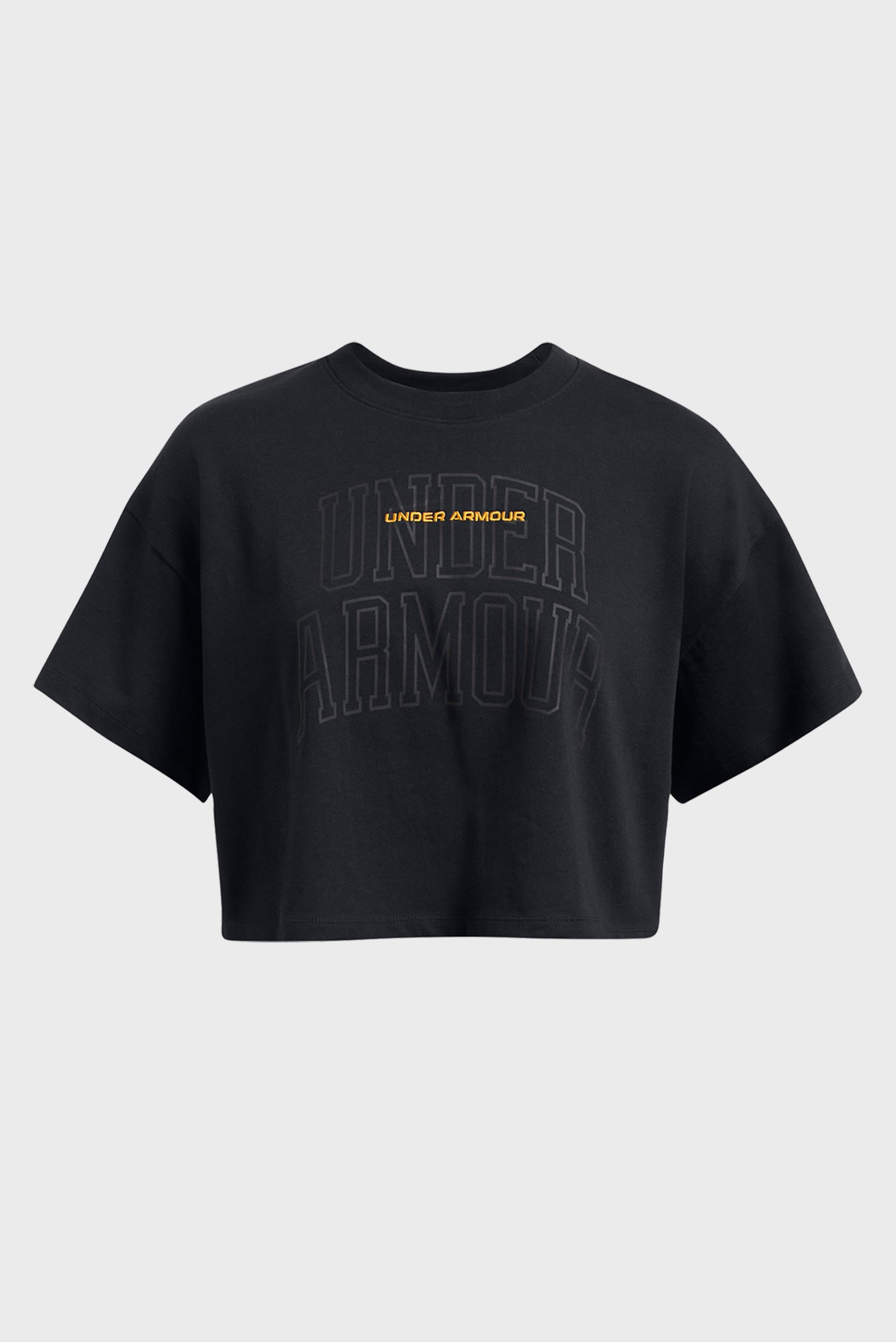 Женская черная футболка UA W VARSITY MIX HW SS CROP 3