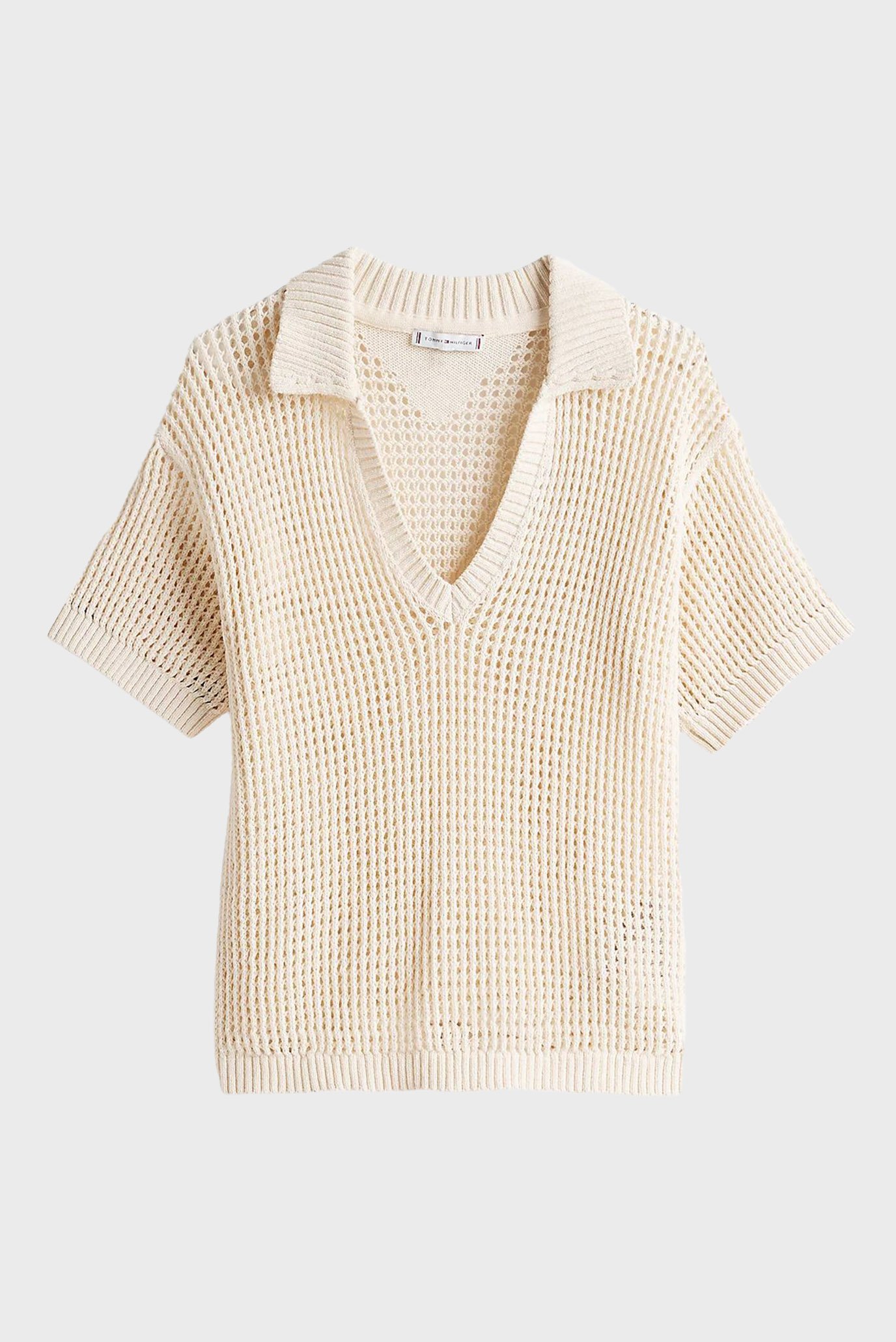 Женское бежевое поло CROCHET 5