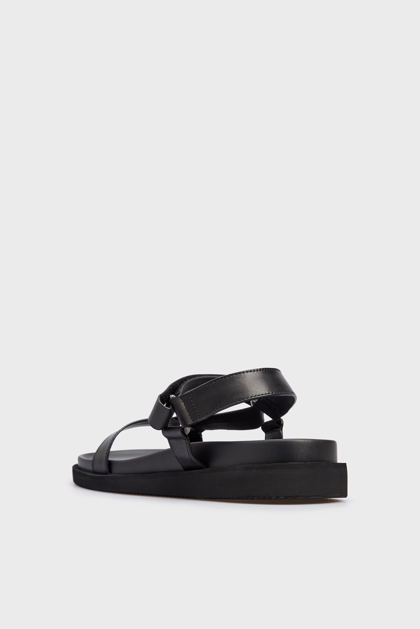 Мужские черные кожаные сандалии 10