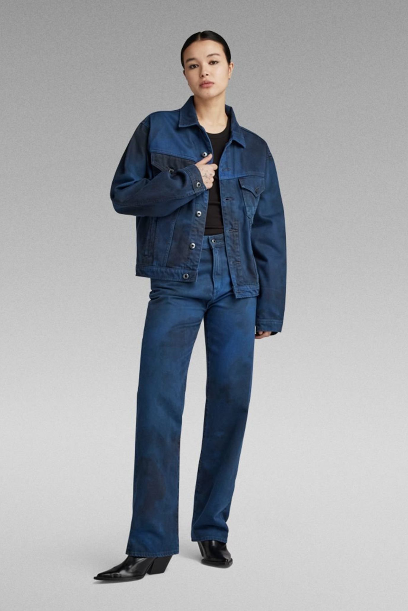 Женская темно-синяя джинсовая куртка Oversized 2