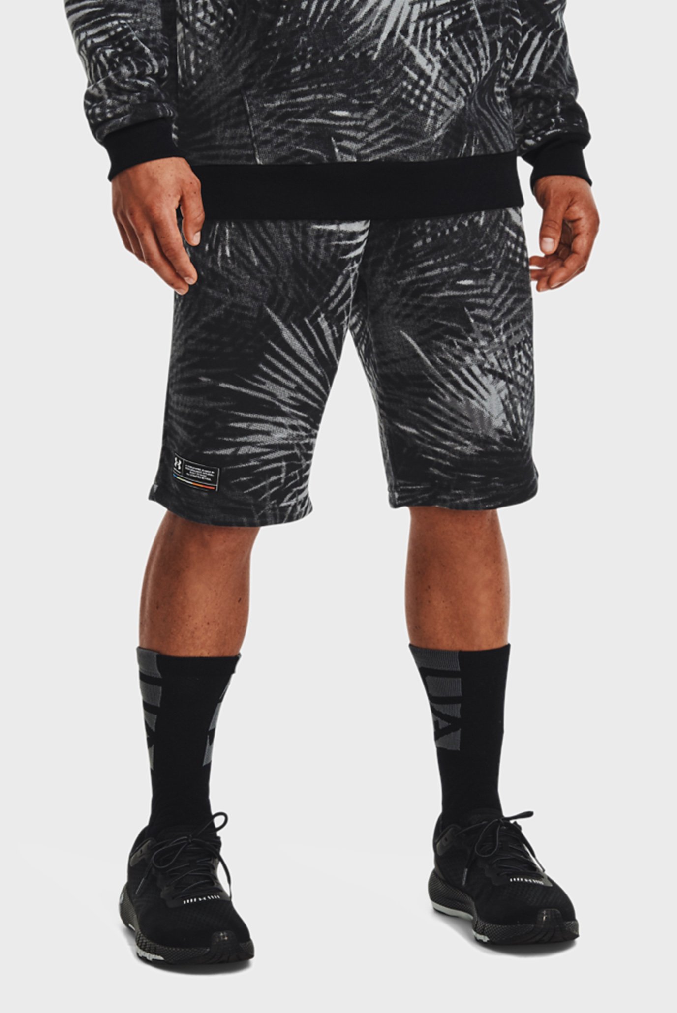 Мужские темно-серые шорты с узором UA Rival Flc Sport Palm Sts 1
