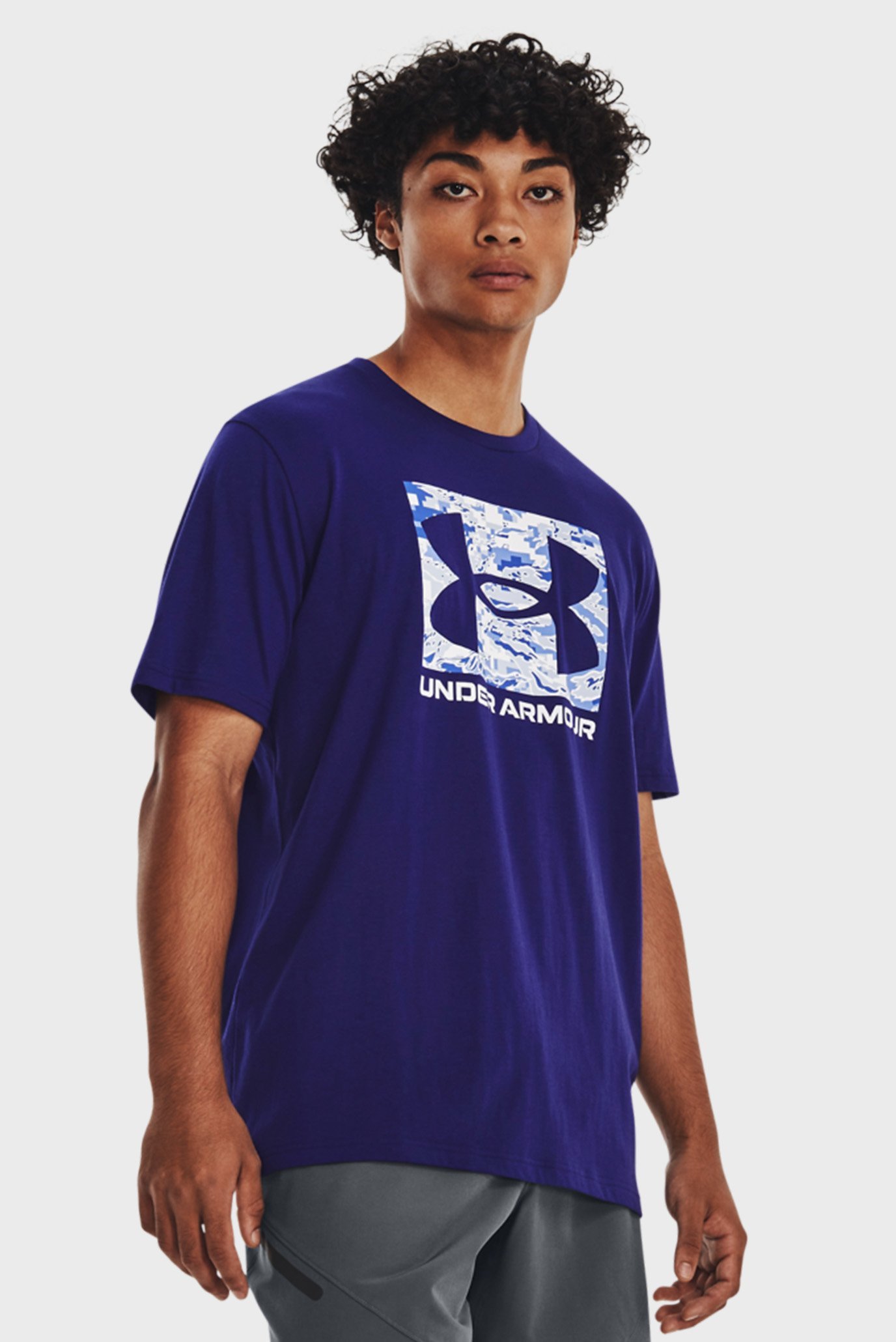 Мужская темно-синяя футболка UA ABC CAMO BOXED LOGO SS 1