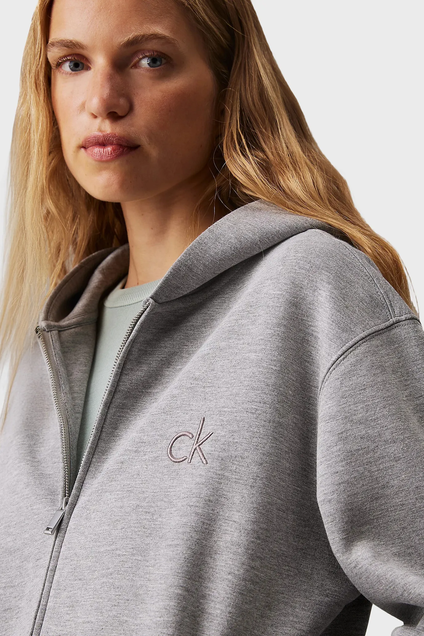 Реглан VISCOSE BONDED CK EMB ZIP HOODIE 2