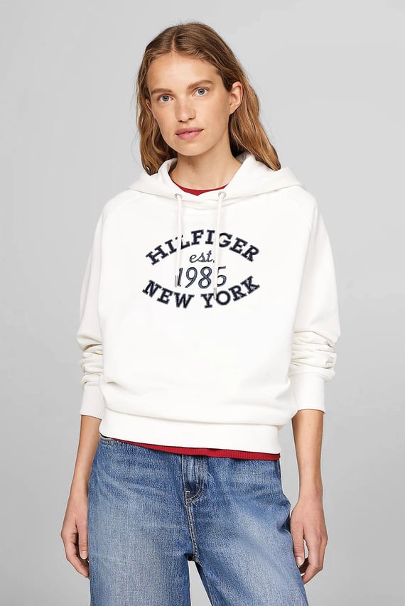 Женское белое худи MDRN REG VARSITY