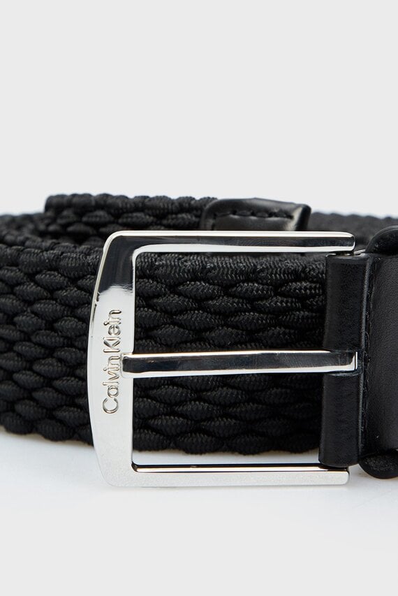 Мужской черный ремень CK CASUAL BRAIDED ELASTIC 35MM