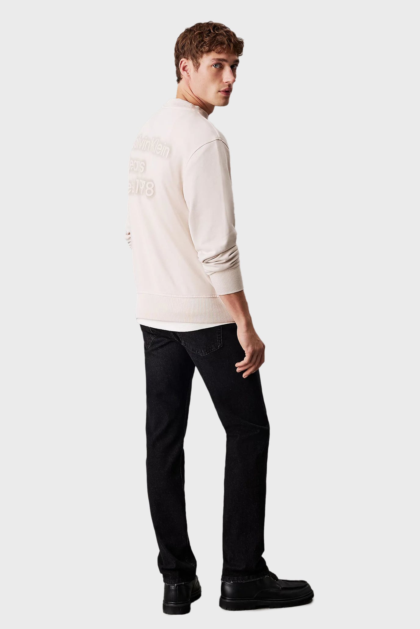 Мужской бежевый свитшот WASHED PUFF PRINT CREW NECK 4