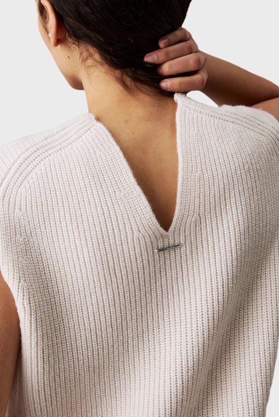 Женский белый шерстяной жилет RECYCLED WOOL RIB