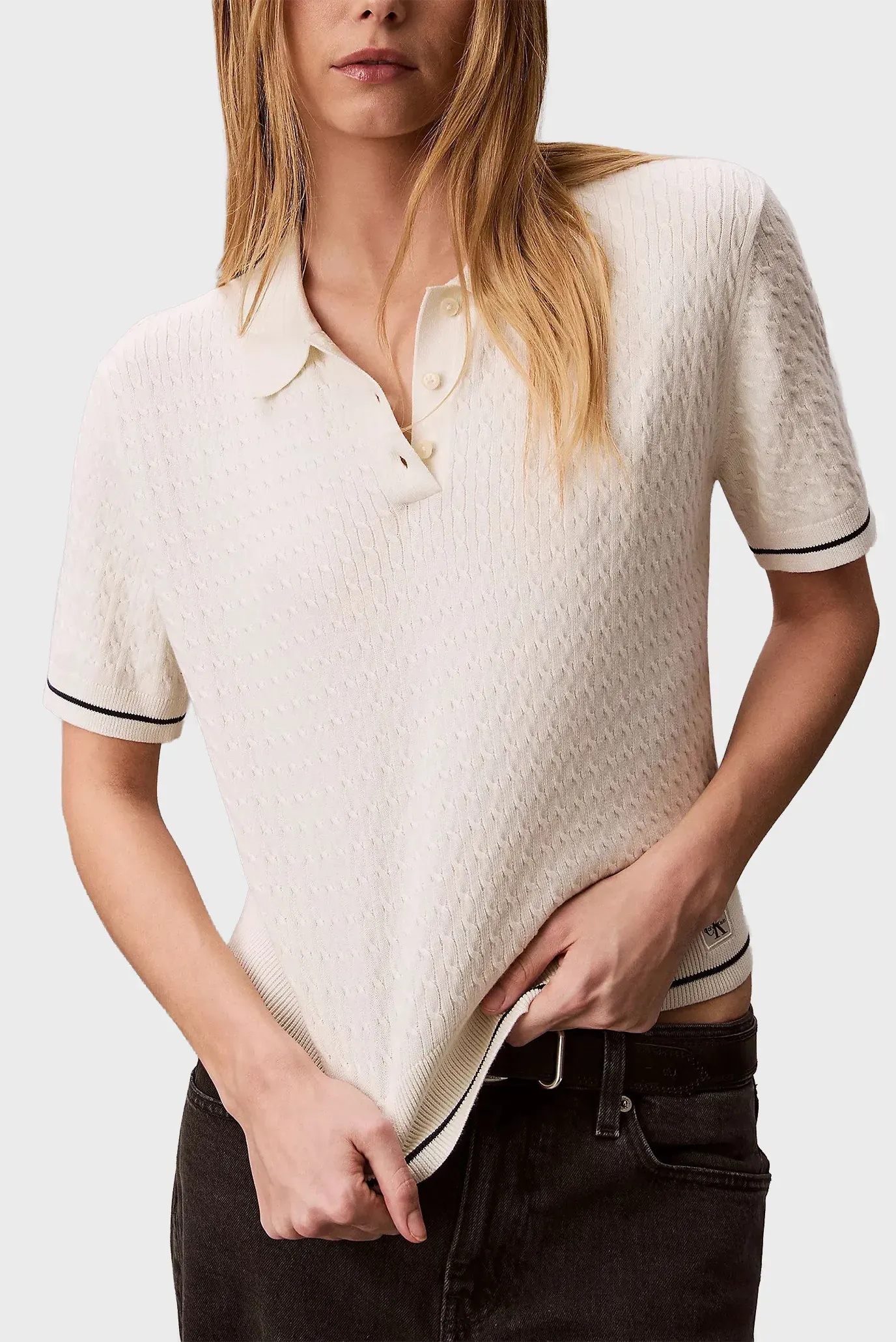 Поло SS WOVEN LABEL CROPPED CABLE SWE 6