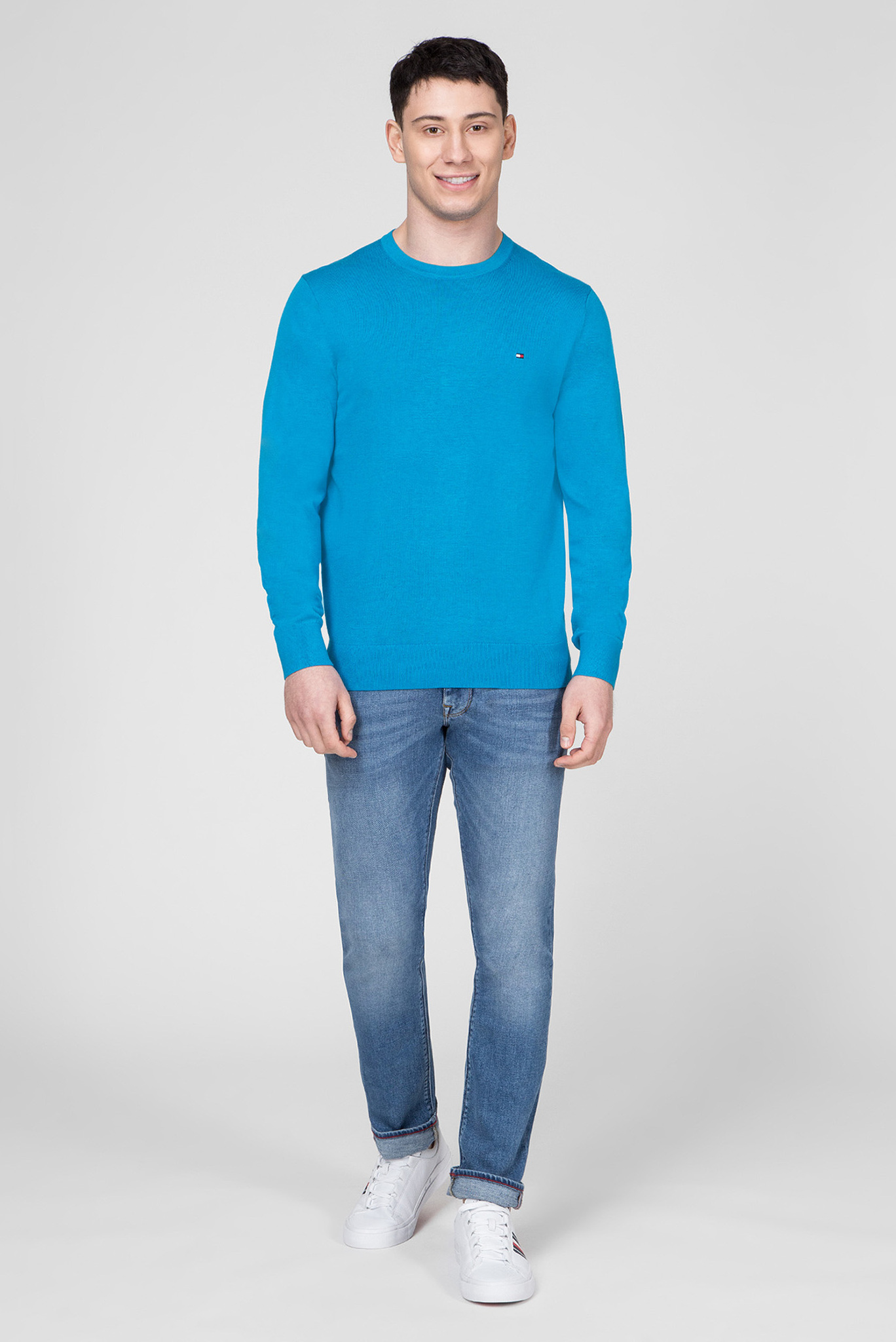 Мужской синий джемпер COTTON SILK 5