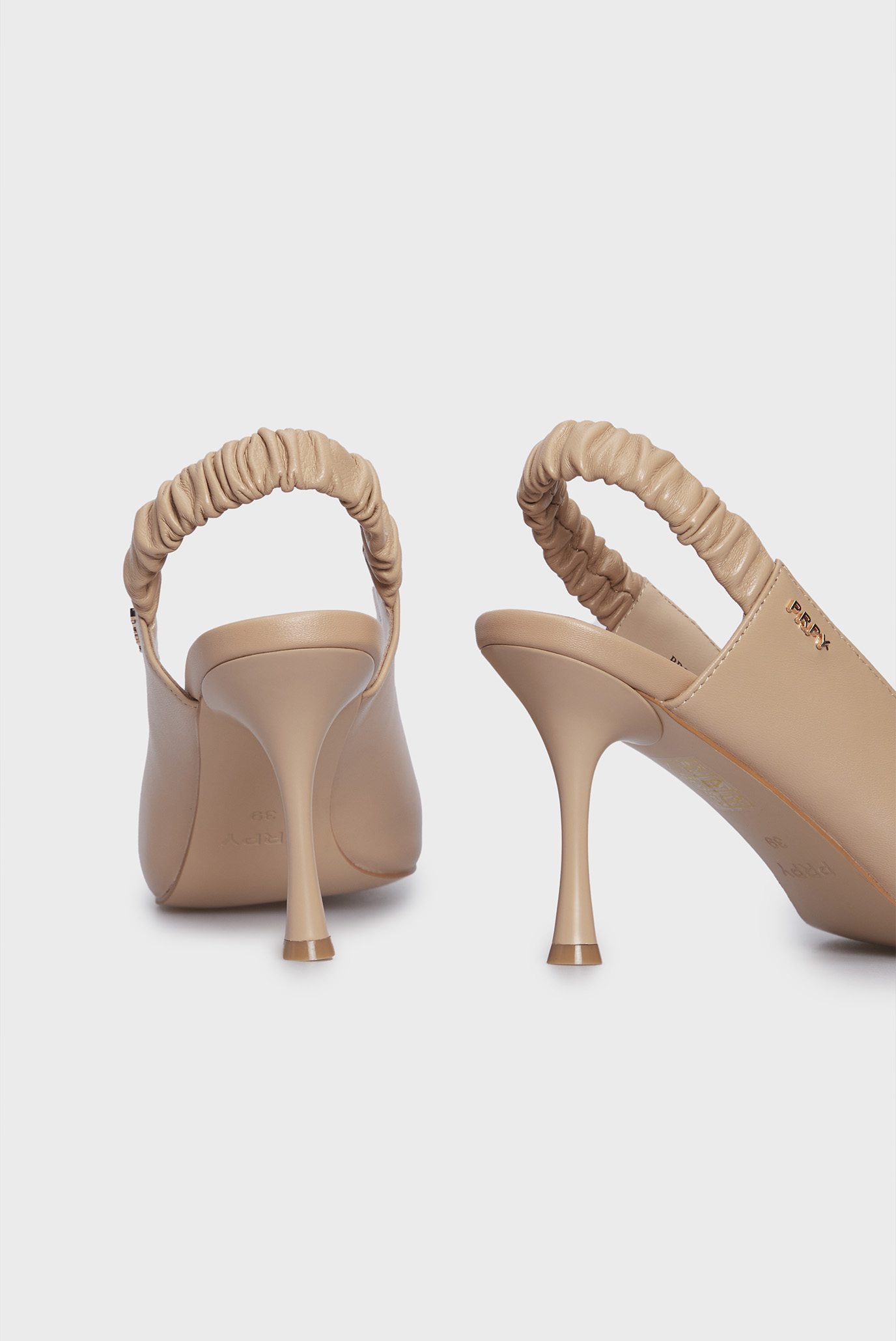 Женские бежевые кожаные слингбэки Sparks 5