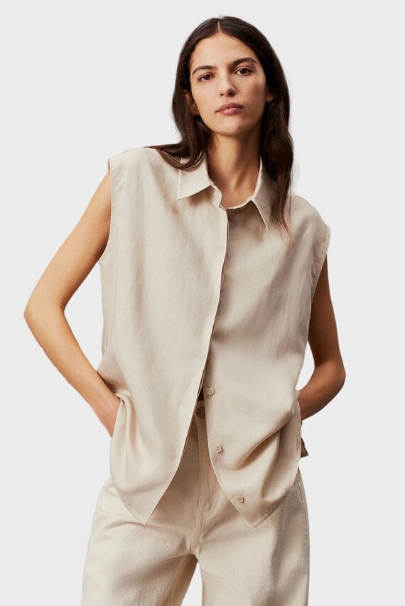 Рубашка с коротким рукавом/LINEN BLEND RELAXED NS SHIRT