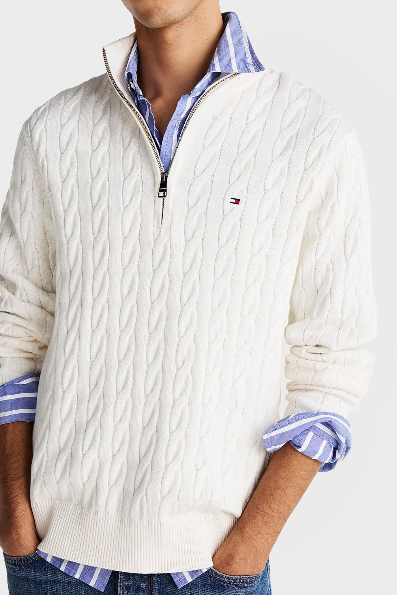 Свитер CLASSIC COTTON CABLE ZIP MOCK 4