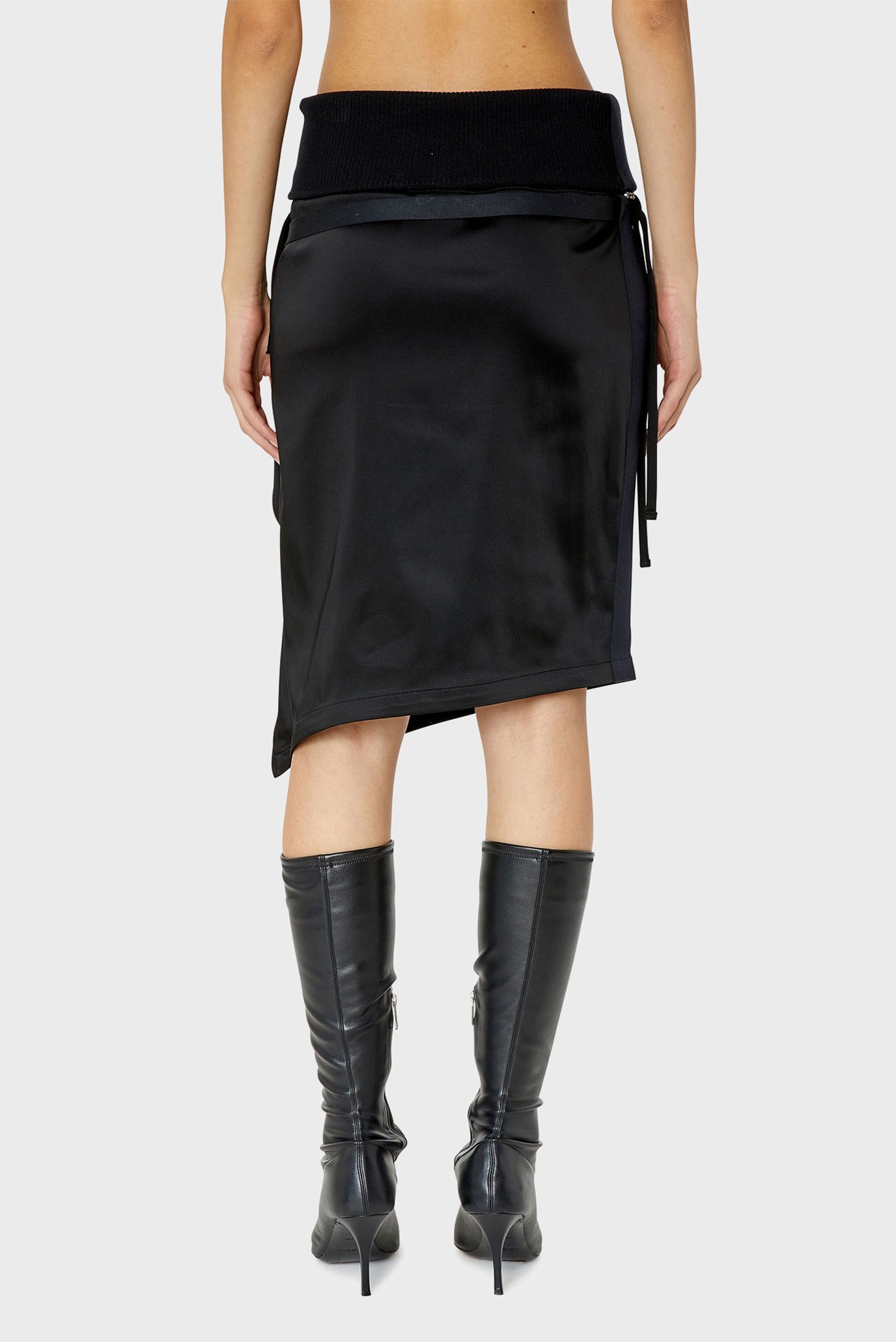 Diesel ディーゼル Black O-Venus Midi Skirt XS Women's Ribbed godet skirt with marble wash | Black | Diesel
