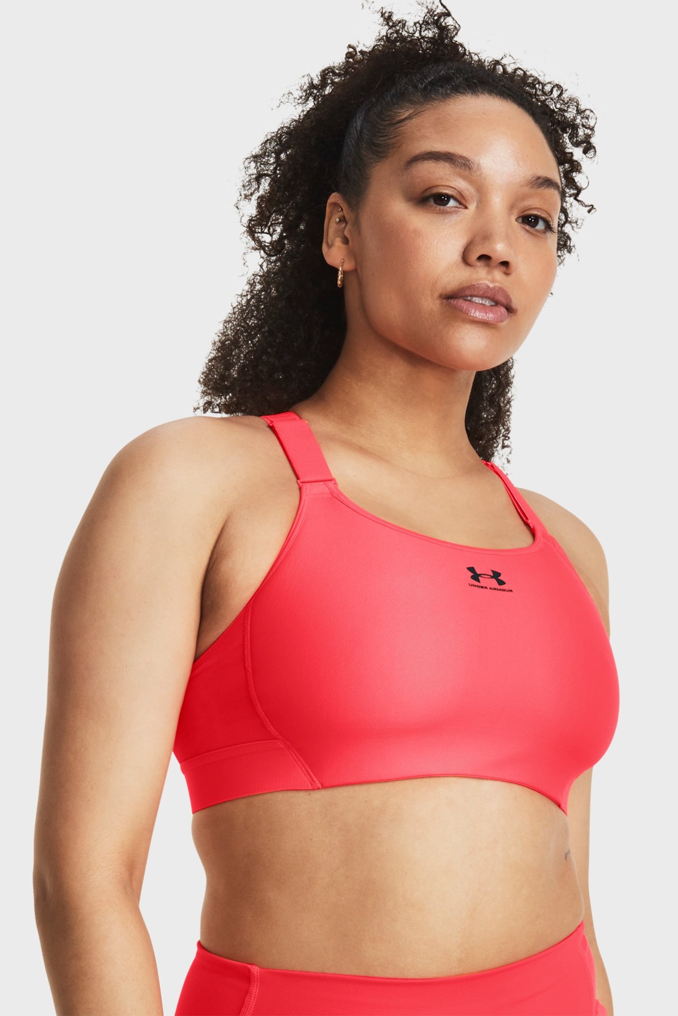 Женский коралловый спортивный топ UA HG Armour High-BLK 2