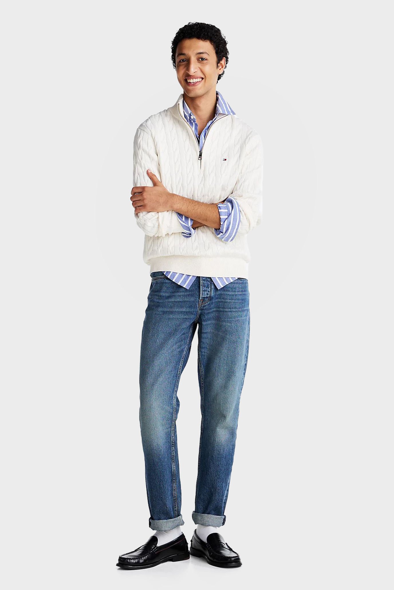 Свитер CLASSIC COTTON CABLE ZIP MOCK 2