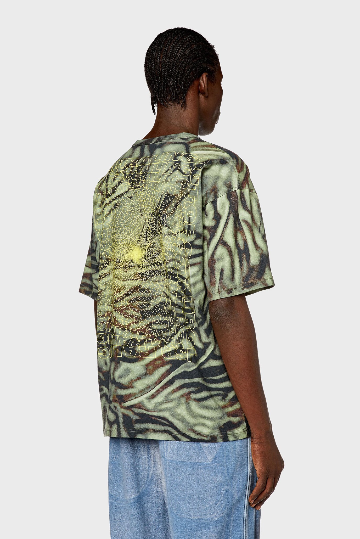 Мужская зеленая футболка с узором T-BOXT-N3Diesel Мужская зеленая футболка с узором T-BOXT-N3 3