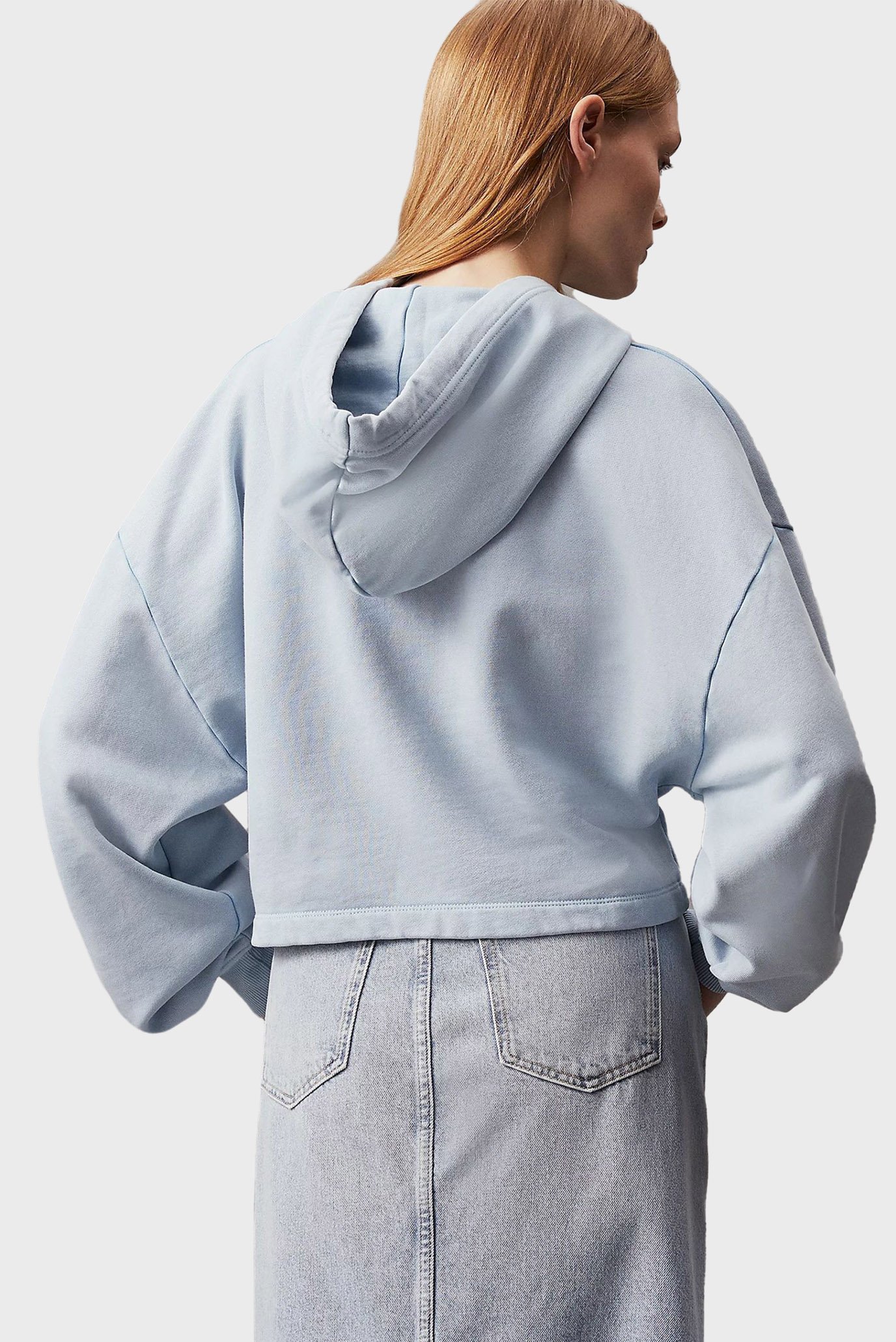 Женское голубое худи WASHED WOVEN LABEL 3