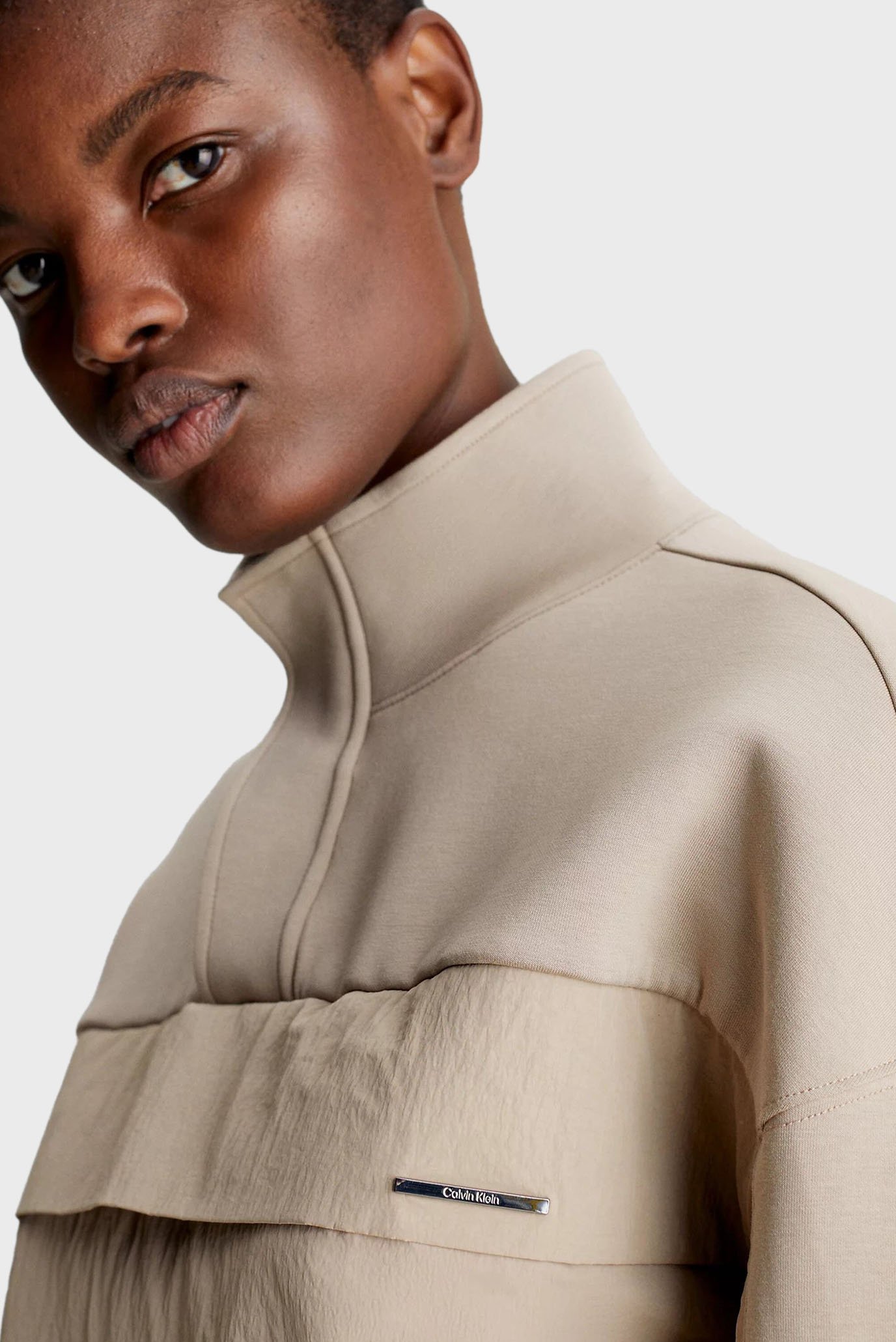 Женская бежевая спортивная кофта MIX MEDIA HALF ZIP 4