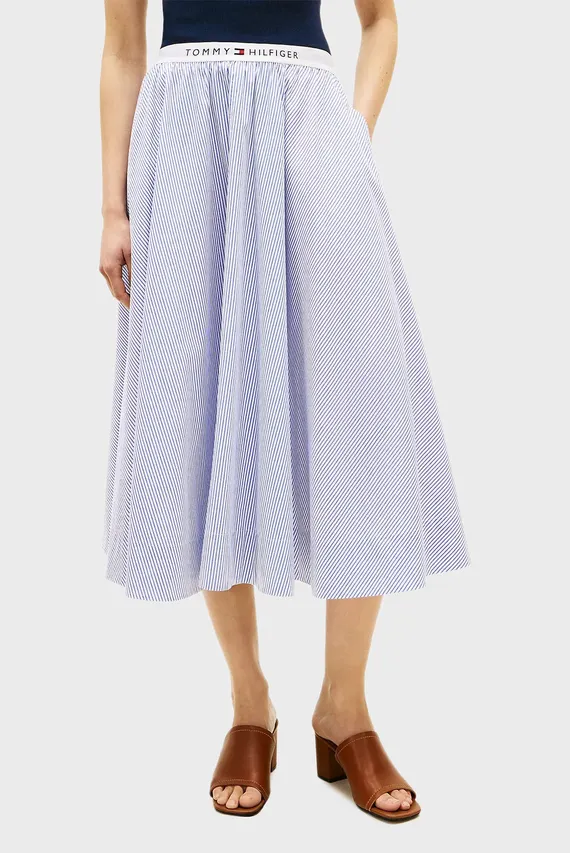 Юбка POPLIN BRANDED MIDI SKIRT Tommy Hilfiger