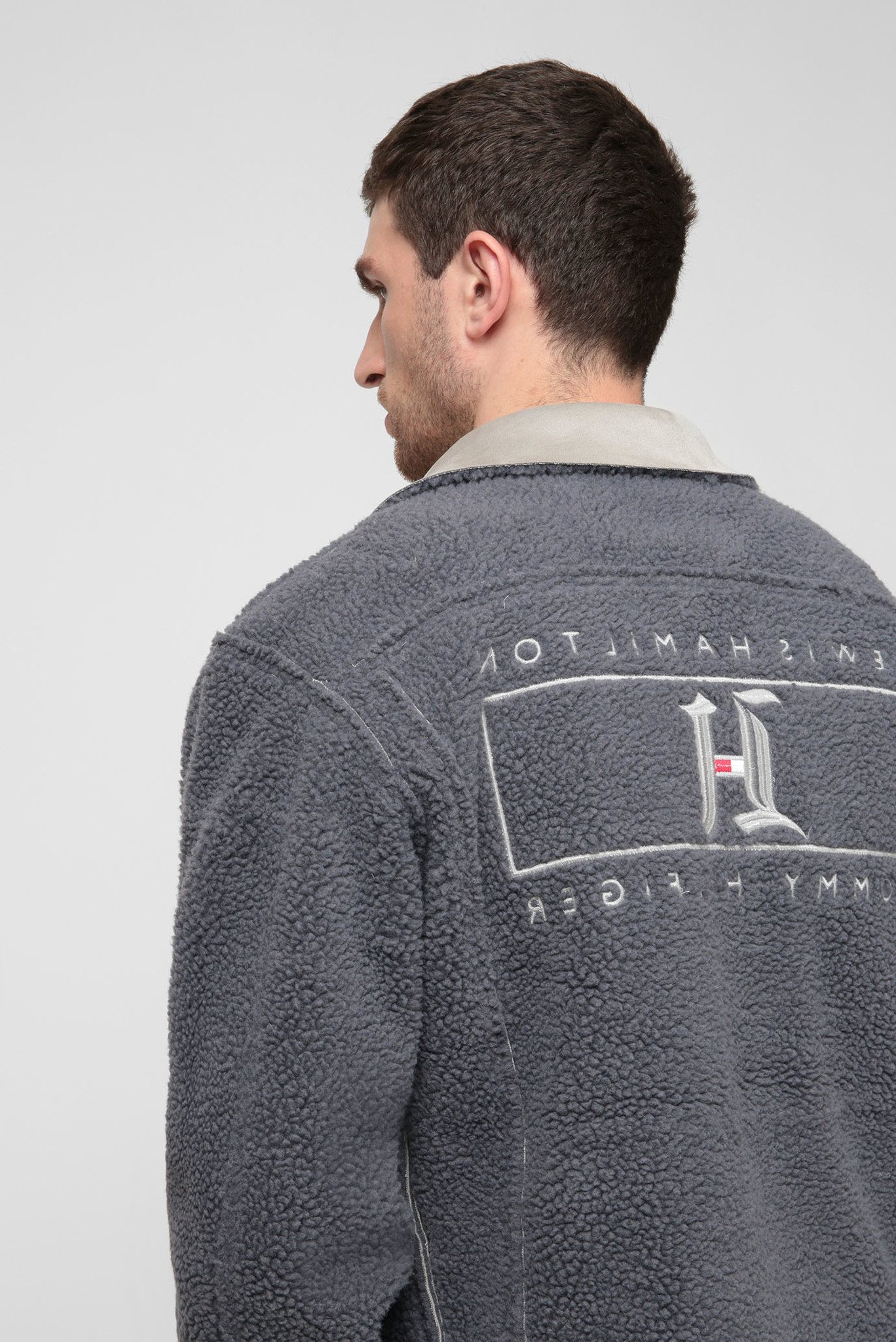 Мужская серая куртка  Lewis Hamilton FAUX SUEDE JKT 2