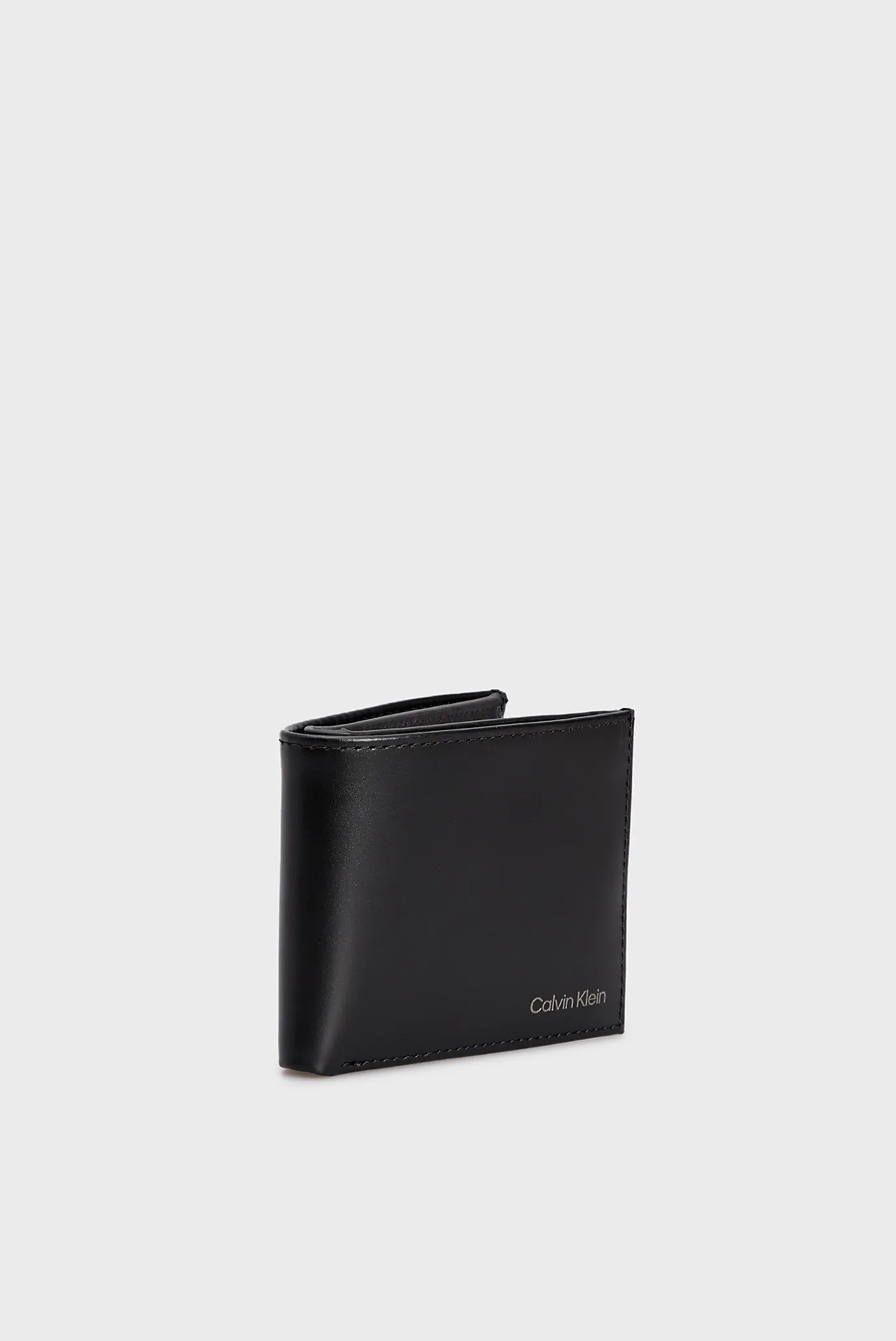 Мужской черный кожаный кошелек CK SMOOTH BIFOLD 5CC W COIN 3