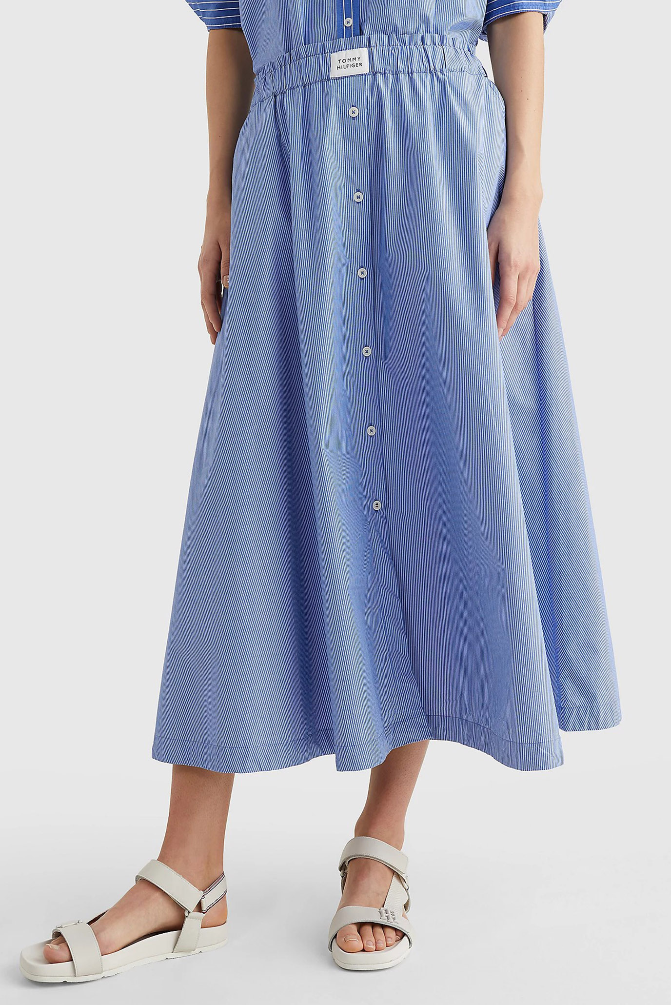 Женская голубая юбка в полоску ORG CO STRIPE MIDI PULL ON 6