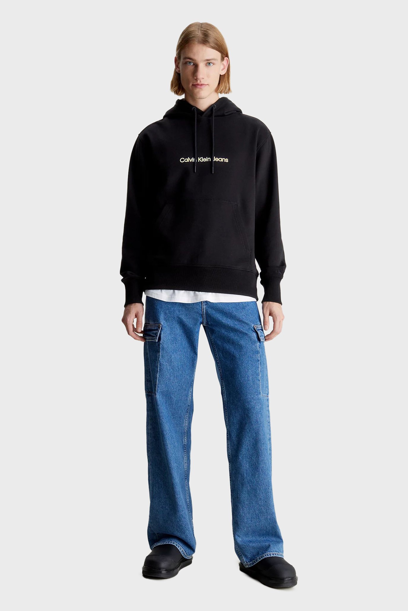 Мужское черное худи SQUARE FREQUENCY LOGO 3