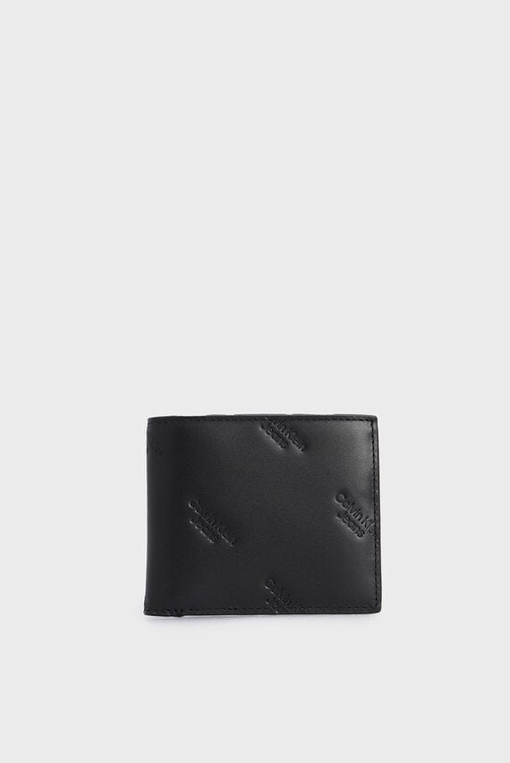 Мужской черный кожаный кошелек LOGO PRINT BIFOLD W  COIN Calvin Klein Jeans