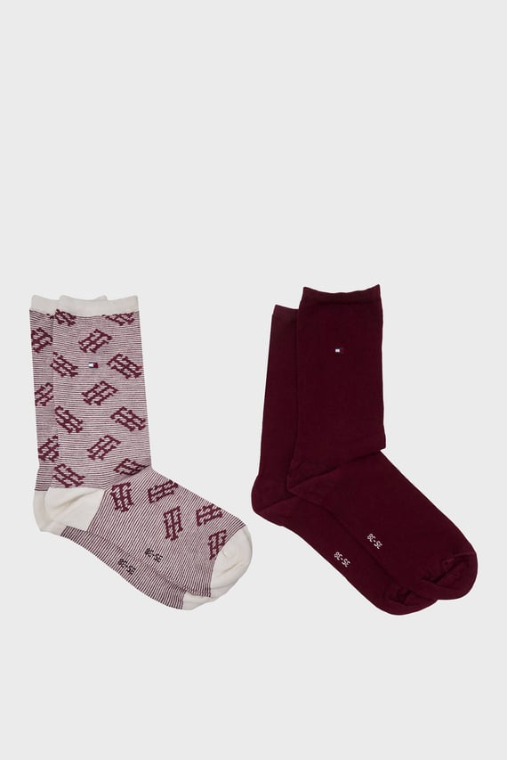 Носки/TH WOMEN SOCK 2P MONOGRAM ONE ROW STRIPE