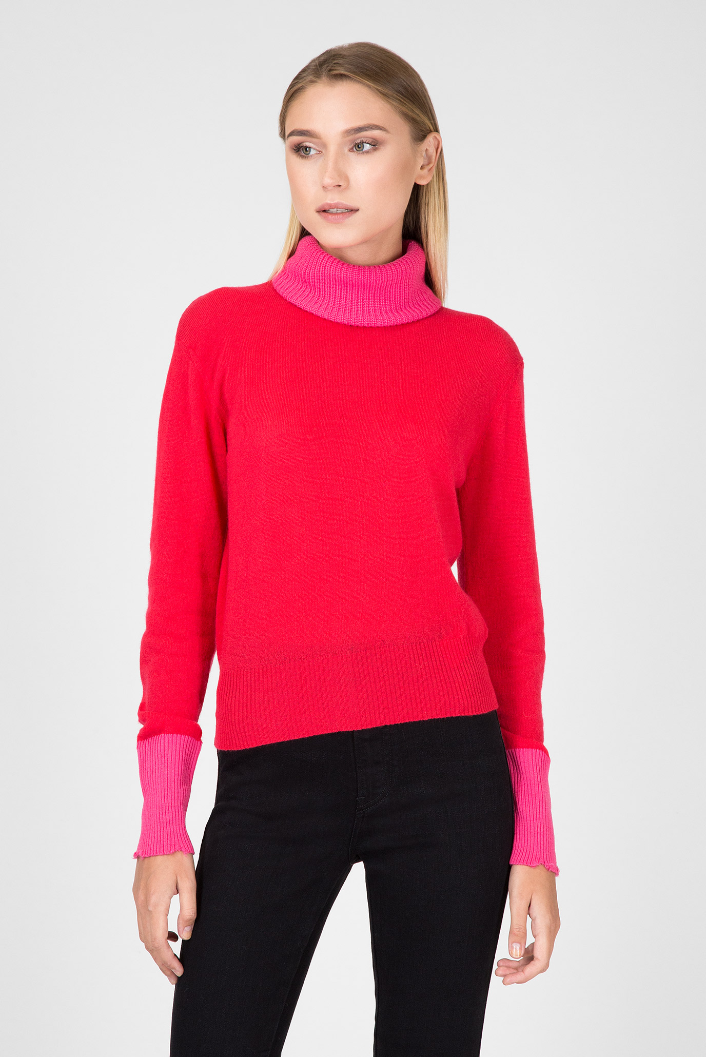 Женский малиновый шерстяной свитер 6