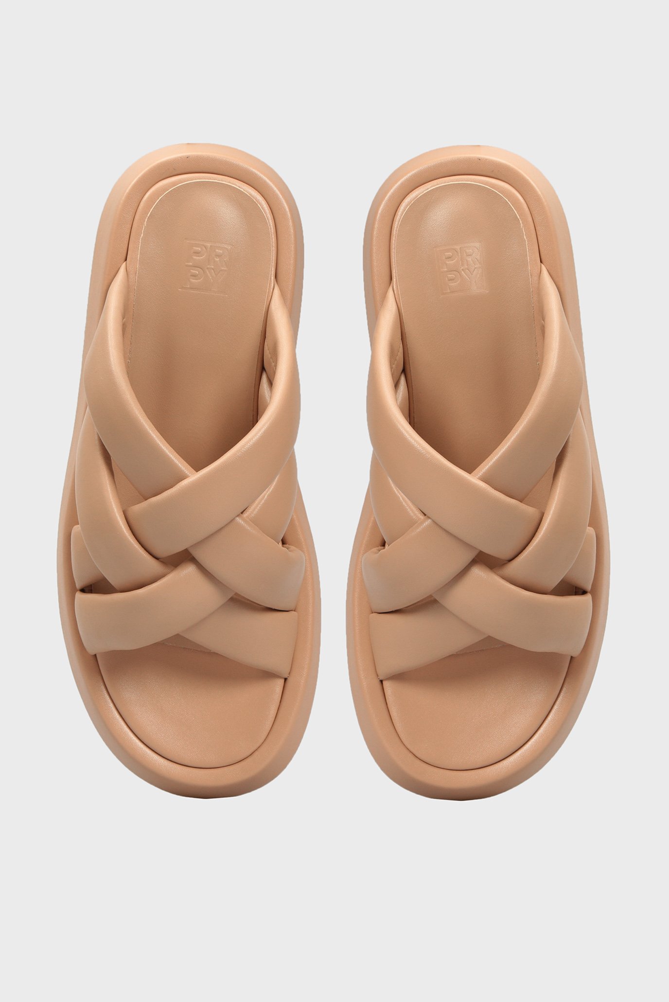 Женские бежевые кожаные слайдеры Campania 4