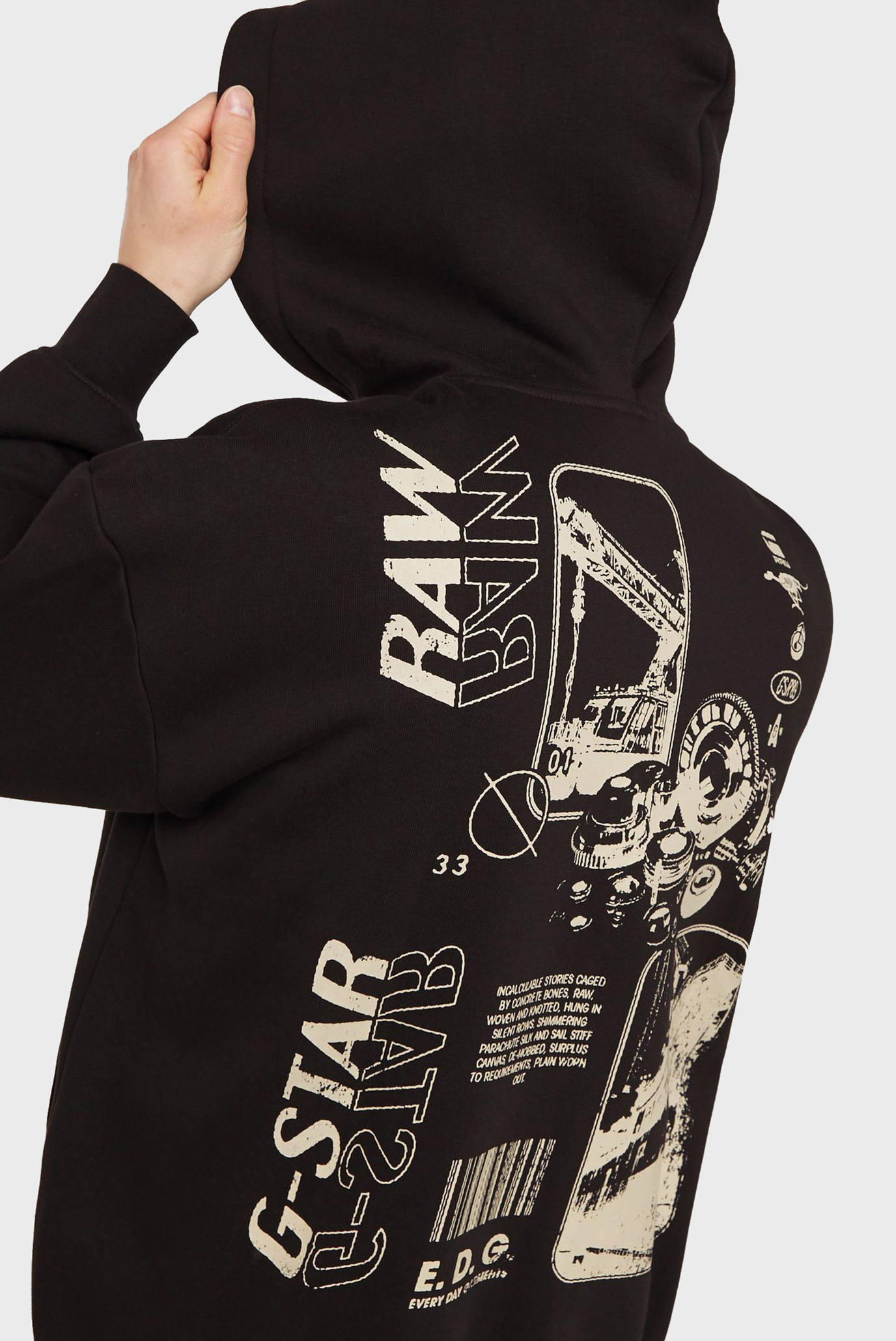 Мужское черное худи Poster back graphic 4