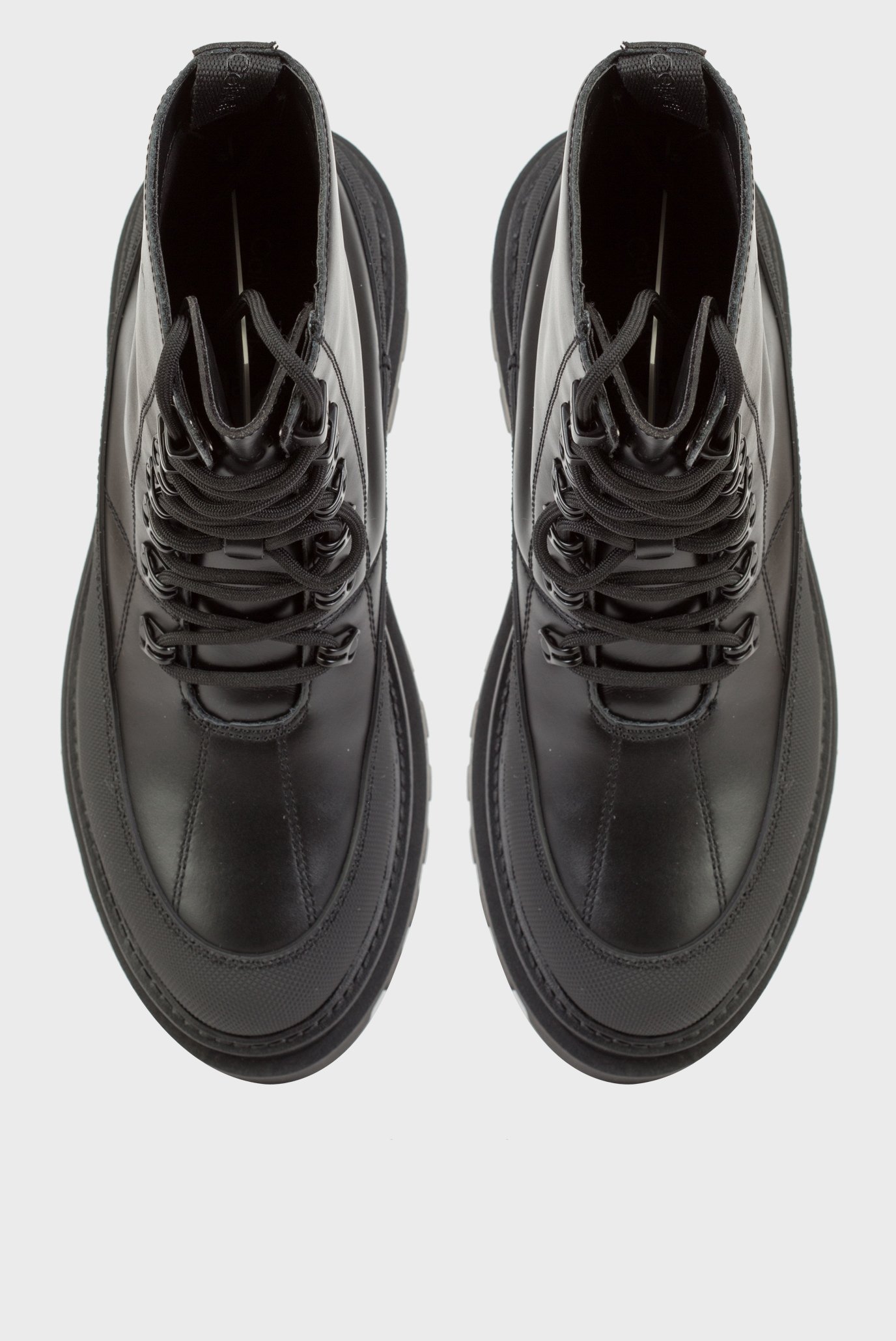 Женские черные кожаные ботинки FLATFORM LACE UP BOOT LTH 4