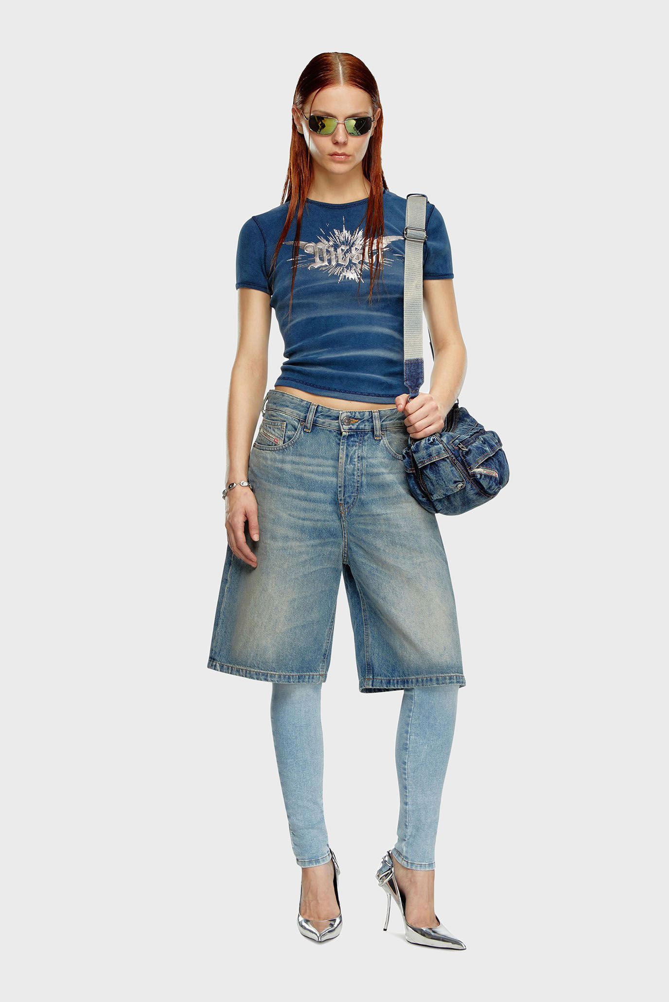 Женская синяя футболка T-ELE-LONG-P2 2