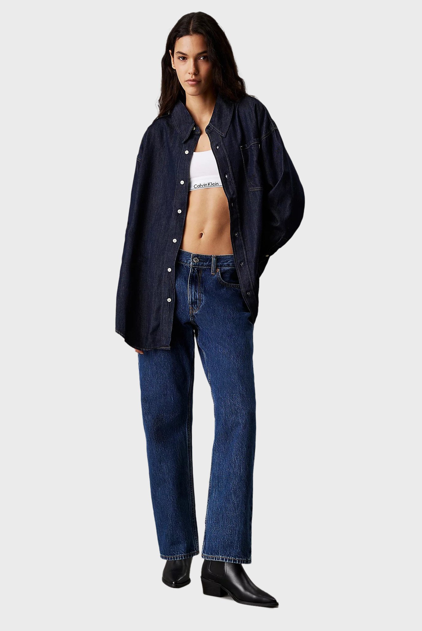 Женская темно-синяя джинсовая рубашка OVERSIZED LS DENIM SHIRT 4