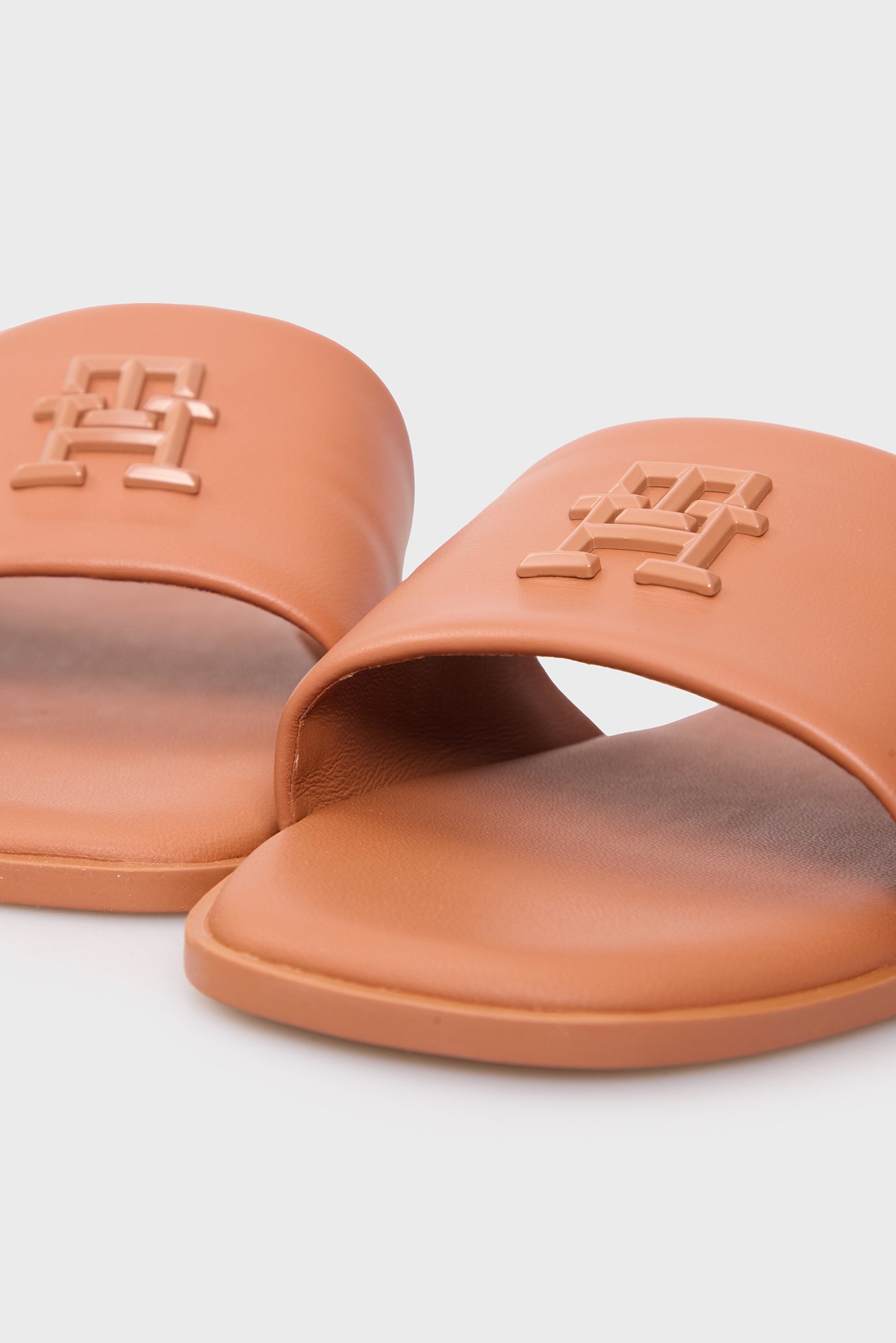 Женские рыжие кожаные слайдеры 2