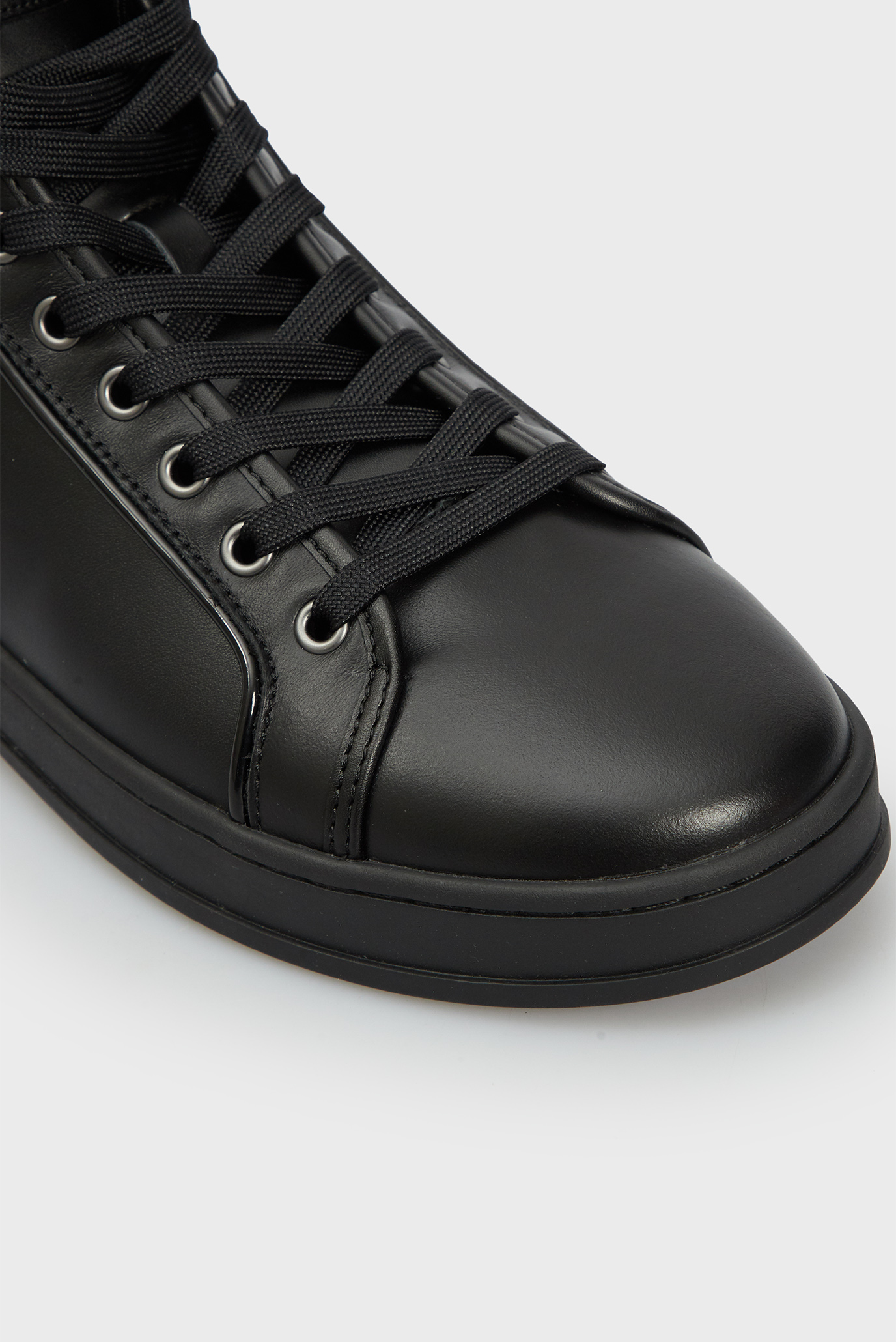 Мужские черные кожаные хайтопы HIGH TOP LACE UP PIPING 4