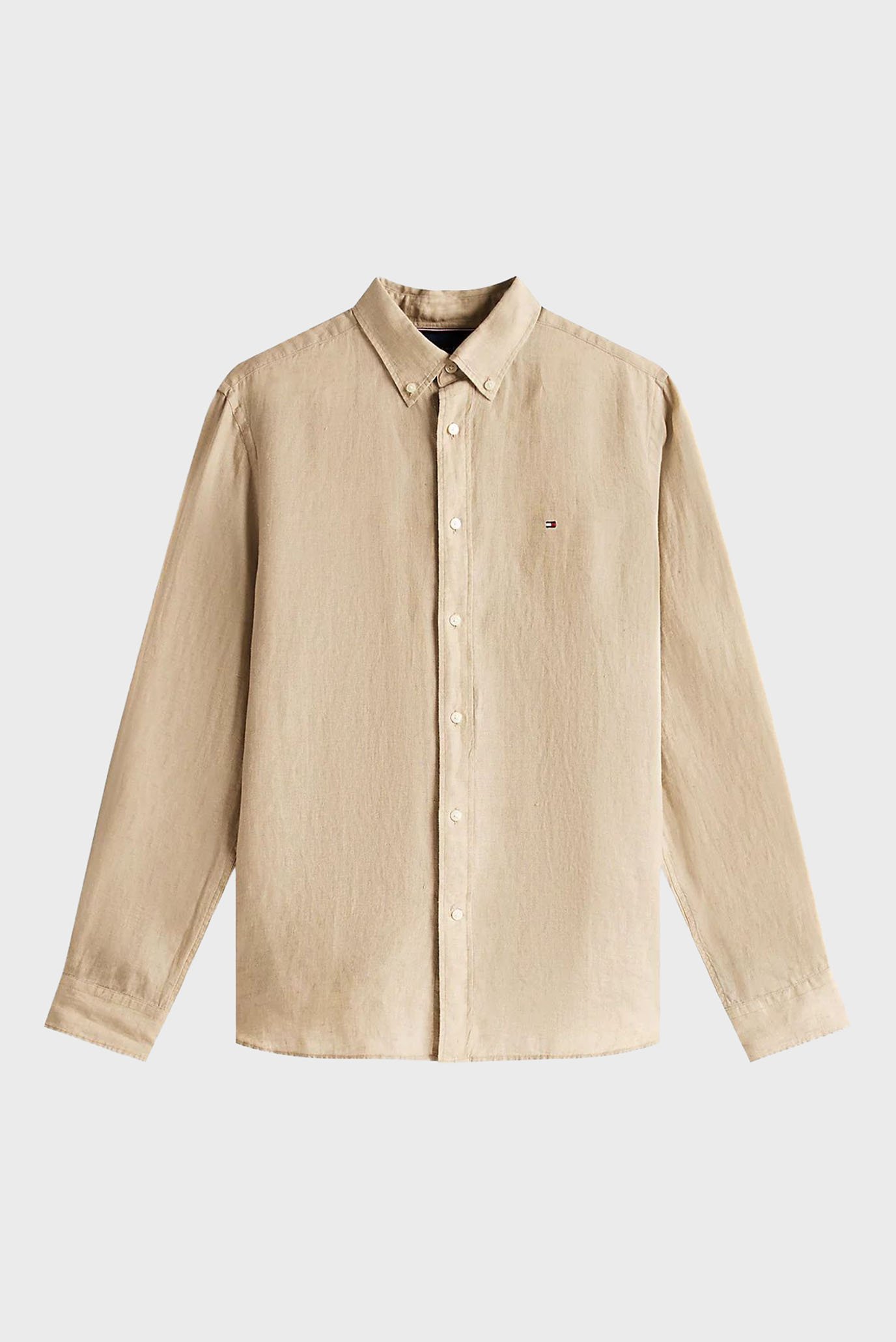 Мужская бежевая льняная рубашка PIGMENT 5