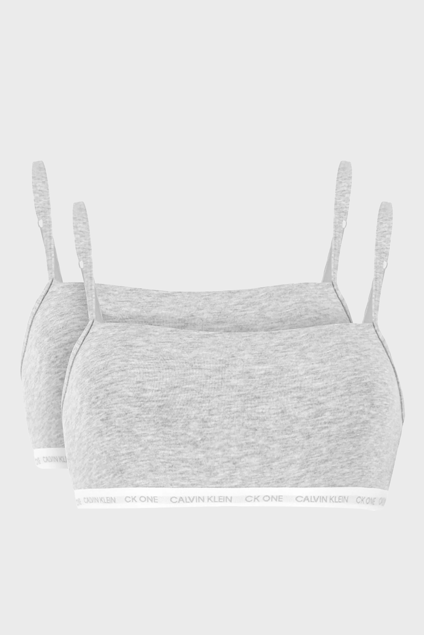 000QF6040E Calvin Klein CK One Cotton 2 Pack Bralette - 000QF6040E  White/Stencil One Grey Heather