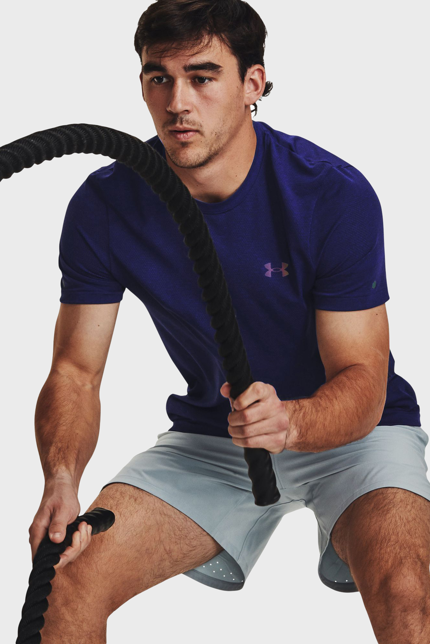 Мужская темно-синяя футболка UA Rush Seamless Legacy SS 4
