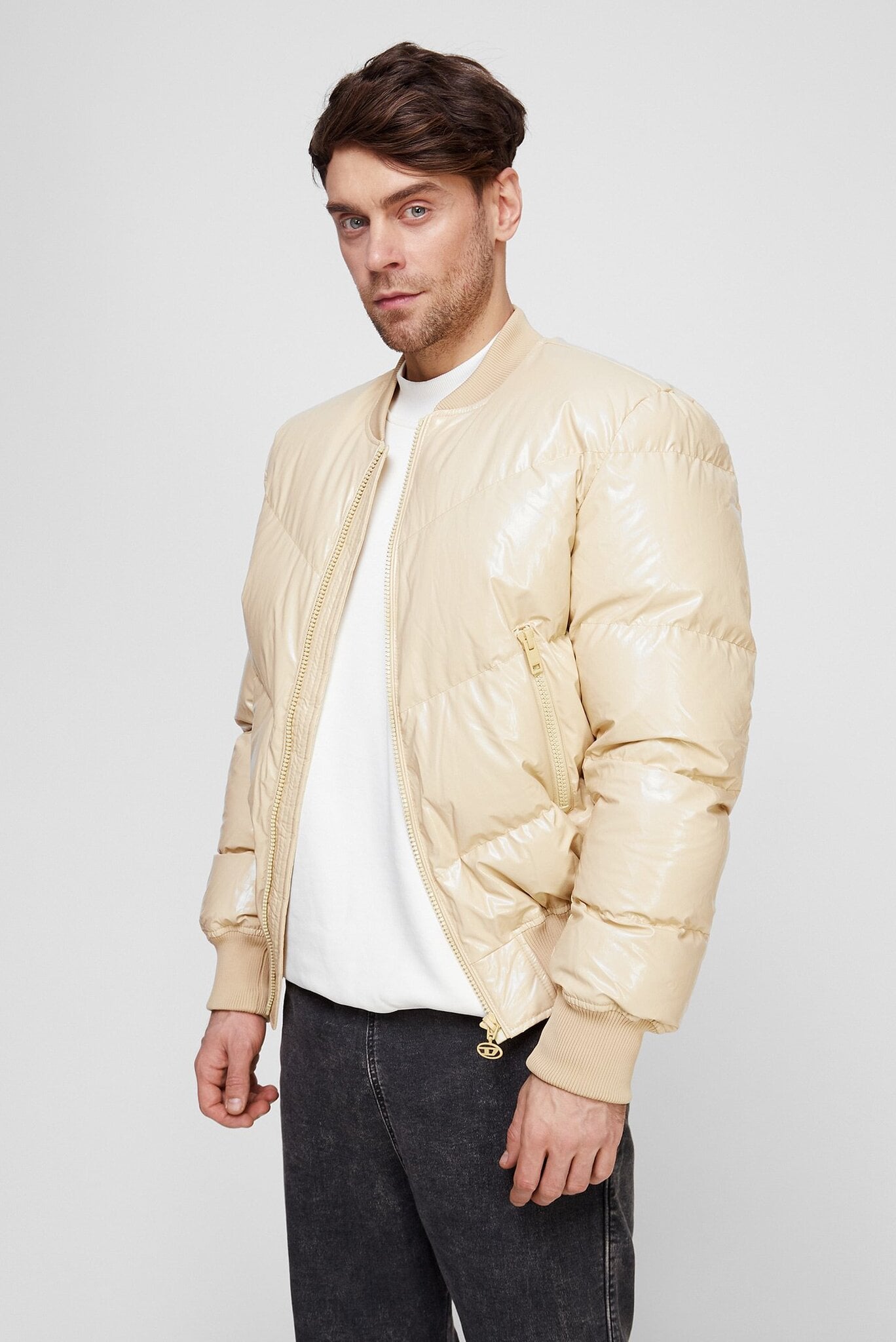 Мужской бежевый пуховик W-STEN 3