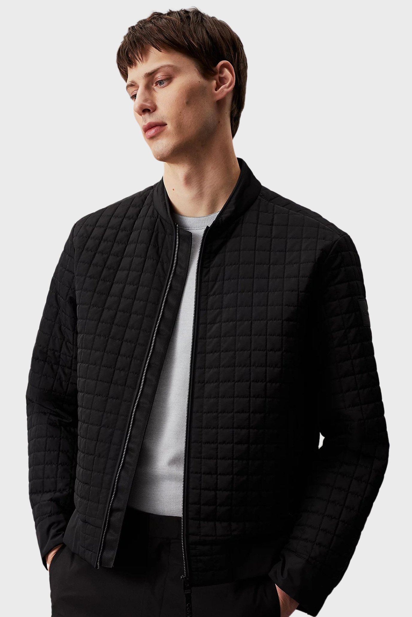 Мужской черный бомбер GRID QUILT BIKER SLW 1