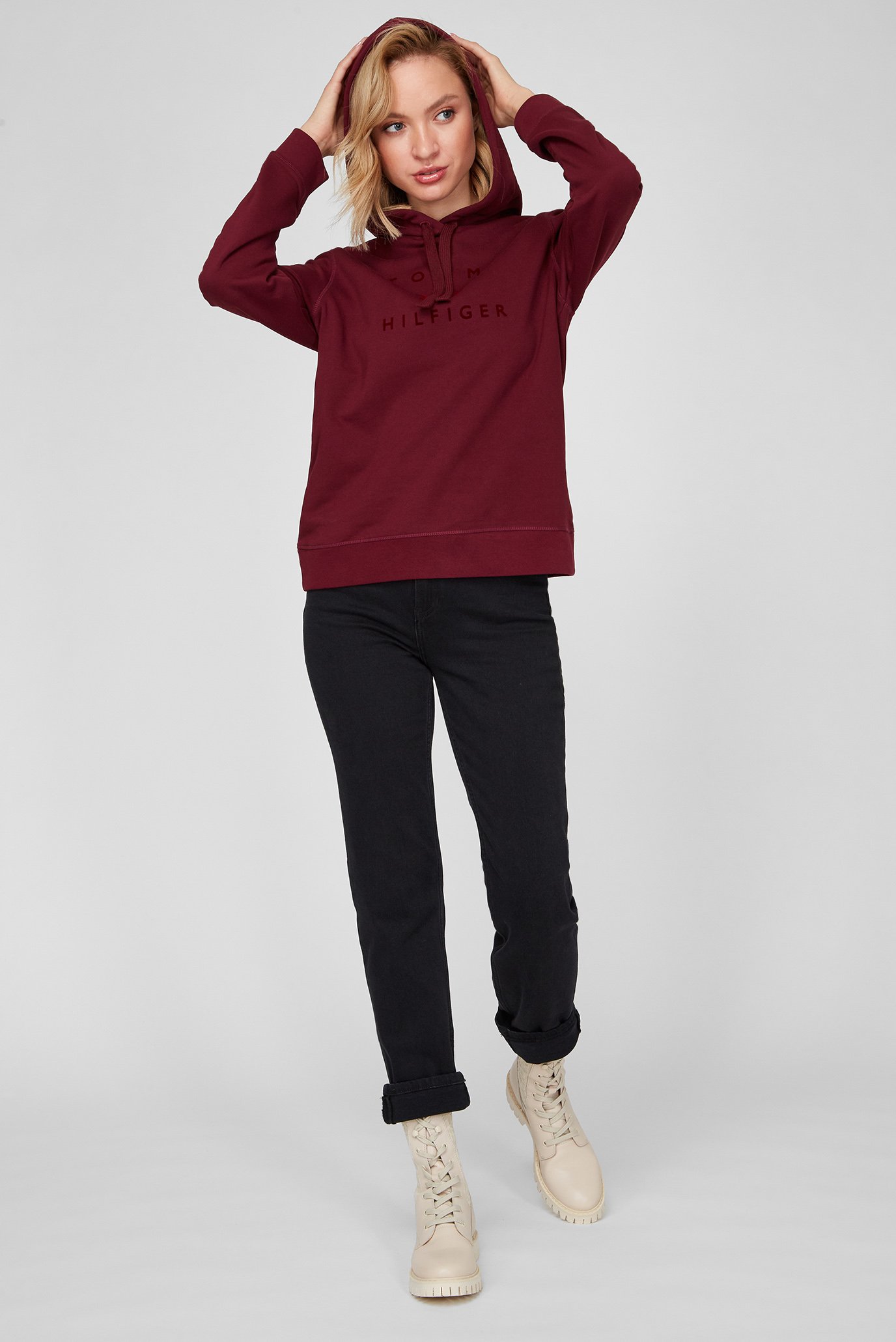 Женское бордовое худи REGULAR FLOCK 2