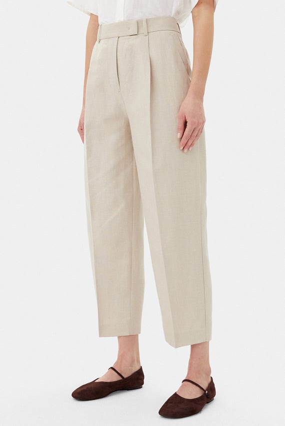 Брюки LINEN MIX PLEATED TAPERED PANTS