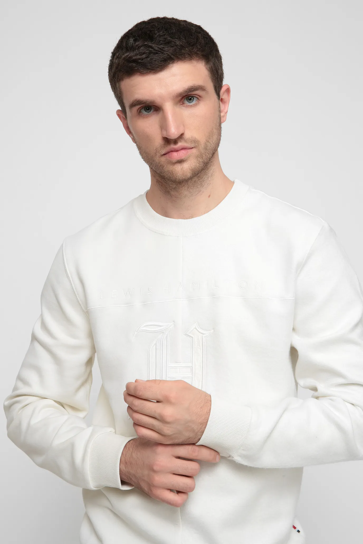 Мужской белый свитшот Lewis Hamilton TONAL FLEECE CREW NECK 10