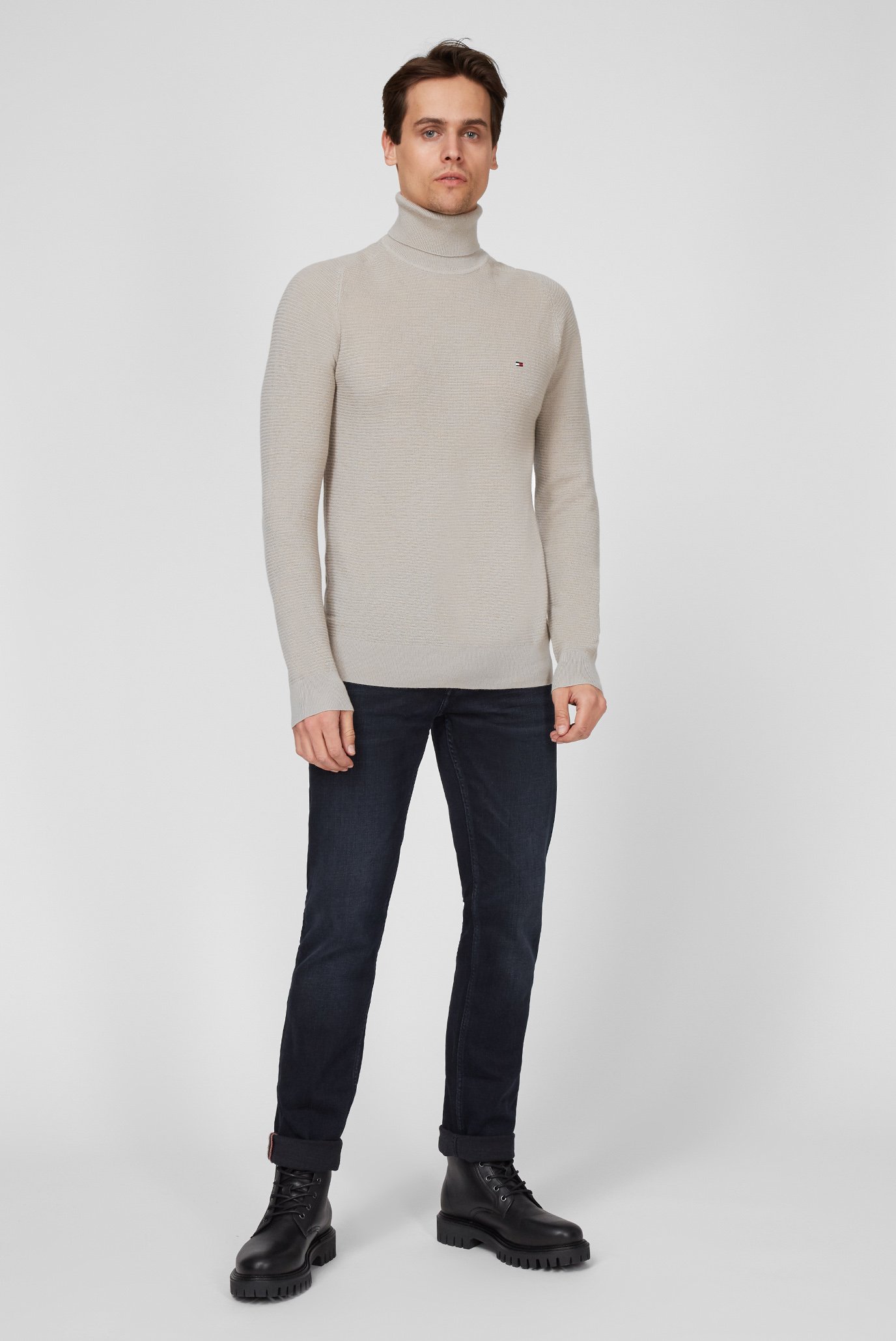 Мужской бежевый шерстяной гольф 2